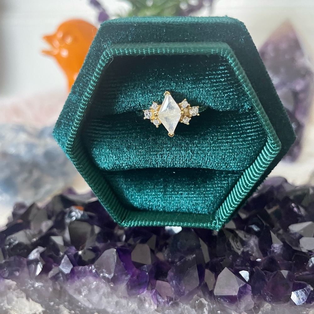 14k Gold over SS Moonstone Ring - Picture 10 of 15